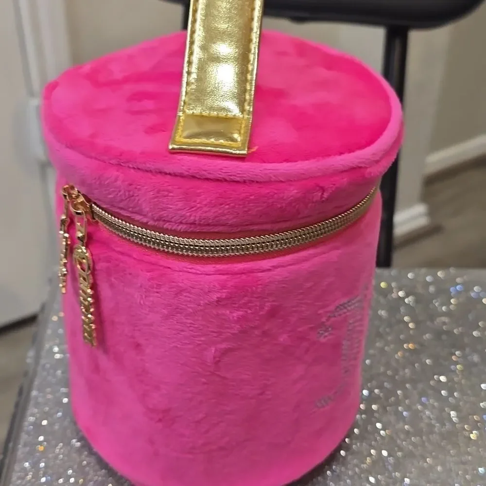 Juicy Couture‎ Rhinestone Logo Velour Cylinder Cosmetic Bag